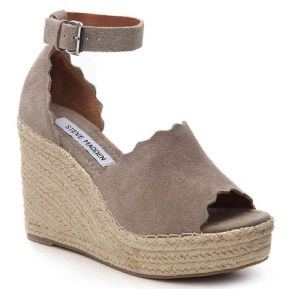 Steve Madden Reegin Taupe Suede Espadrille Sandals
